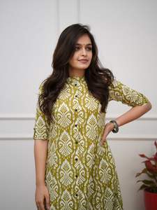 Ethnic Wear Printed Slub Cotton <b>Kurti</b> And Plazzo Manufacturer And Supplier From Surat At Lowest Rate - Product Image 6