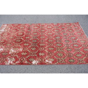 Alfombra de área de lana Vintage turca Beige rojo antiguo 4 pies 8 pulgadas X 8 pies 5 pulgadas diseño de retales de tejido plano para decoraciones de sala de estar látex - Product Image 4