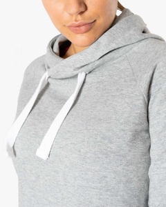 Vente en gros de sweat-shirts à capuche courts pour femmes, personnalisés, en coton et élasthanne tissé, effet vieilli, broderie, anti-froissement, poids lourd 500 g/m², été - Product Image 4