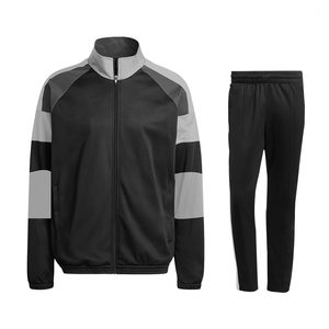 Survêtement de sport deux pièces en nylon zippé personnalisable pour homme, coupe ajustée avec bandes latérales, style sportif, coupe-vent - Product Image 1