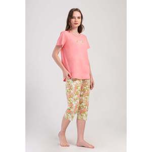 Conjunto de Pantalones Capri y Top de Cuello Redondo KADIN P.SUPREM O YAKA KISA KOL ETEGI OVAL - COTTONPINK - COTTONPINK - Product Image 2