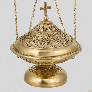 Encensoir en métal orné de fumée divine LumenFume Brûleur d'encens d'église traditionnelle avec chaîne en laiton poli vintage - Product Image 5