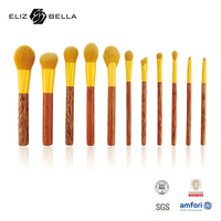 Ensemble de 10 pinceaux de maquillage professionnels, manche en bois, fibres synthétiques, logo personnalisé, kit de pinceaux cosmétiques