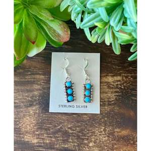 Esther White Turquoise & Sterling <b>Silver</b> Drop <b>Earrings</b> Elegant Dangle Design for Gift Occasions - Product Image 1