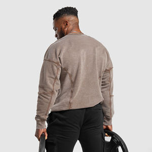 Sudadera de lana informal con cuello redondo para hombre, Sudadera de cuello redondo con diseño de letras, jersey de manga larga caqui de gran tamaño - Product Image 5