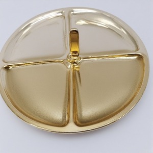 Assiette de chargeur ronde de luxe en aluminium et verre fabriqués à la main serveur de fruits secs trois compartiments finition or Antique pour la décoration intérieure - Product Image 4