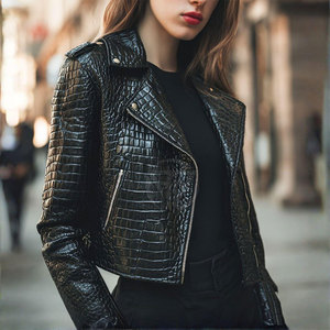 Veste en cuir gaufré de style moderne, tricotée, écologique, légère, avec une finition soignée et un attrait classique - Product Image 5