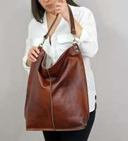 Sac à main hobo vintage en cuir véritable durable avec fermeture éclair pour femme - Sac à bandoulière occidental LHB-0209