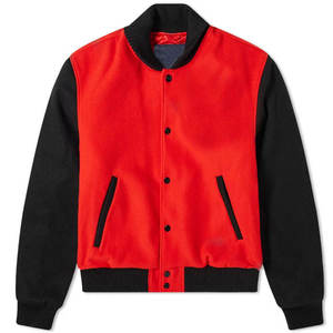 แจ็คเก็ตหนังผู้ชายดีไซน์และสไตล์ล่าสุดปี 2025 แจ็คเก็ตวาร์ซิตี้แขนหนังสำหรับผู้ชาย - Product Image 5