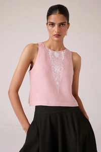 Blusa de verano de manga corta con cuello mandarín Regular de lino bordado Simple Vintage bohemio borlas Casual ODM tamaño Navidad - Product Image 4