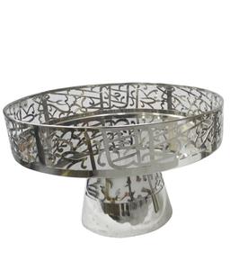 Bandejas de exhibición de alambre chapado en oro Soporte de pastel de metal con pedestal de base antideslizante Soporte de pastel de metal y madera a la venta - Product Image 4