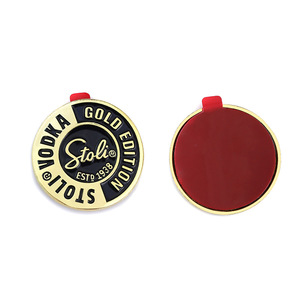 Custom Titanium Steel Zinc Alloy Round Metal Label Electroplated Die-Cast Baijiu <b>Bottle</b> Hardware Accessory with Adhesive Backing - Product Image 2