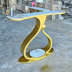 Table console de luxe contemporaine 120x30x85cm, meuble de salon avec plateau en céramique et pieds en fer pour entrée, villa, hôtel - CST071 - Product Image 6