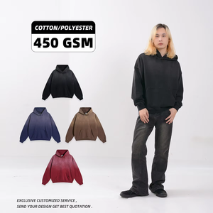 เสื้อฮู้ดดี้ 450 แกรม ผ้าฟอกสีสไตล์วินเทจ ผู้ผลิตเสื้อฮู้ดดี้แบบดิสเทรส ปี 2024 เสื้อฮู้ดดี้ทรงโอเวอร์ไซส์ผ้าเฟรนช์เทอร์รี่สำหรับผู้ชาย - Product Image 3