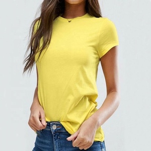 Camiseta Casual de Manga Corta para Mujer al por Mayor, Ecológica, Sólida, Multicolor, con Logotipo Personalizado, Ropa Básica de Moda al por Mayor - Product Image 1