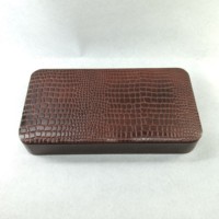 Ensemble de papeterie de bureau en cuir véritable imprimé peau d'alligator Organisateur de bureau Portefeuille Porte-clés en verre Porte-cartes multi-compartiments