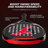 Raquette de padel en fibre de carbone JAS 3K Pro, noyau EVA 22 mm, 360 g, forme hybride, surface brillante, rouge et violet, professionnelle, OEM, portable
