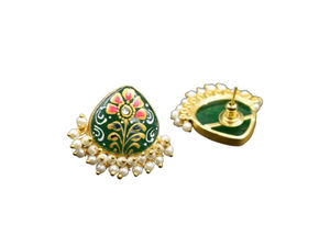 Nueva Colección de Joyería, Hermosos Aretes de Piedra con Baño de Oro Pintados a Mano para Mujeres y Niñas - Product Image 2