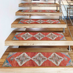 Tapis rouge, tapis imprimé, motif ethnique, moderne, adapté aux animaux domestiques, lavable en machine, gobelin - Product Image 4