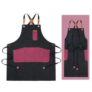 Tablier de chef de cuisine en coton personnalisé noir sans manches bavoir Barista avec logo personnalisé - Product Image 3