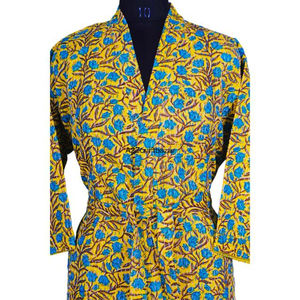 Chaqueta Larga Floral Kantha 100% Algodón, Cosida a Mano, Cuello en V, Cierre con Cordón, Transpirable, Informal, Cálida, Vintage, Elegante - Product Image 5