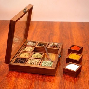 Haute demande bois épices organisateur boîte Design traditionnel cuisine quotidienne Masalas stockage affichage herbe outils écologique Durable - Product Image 1