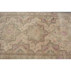 Turkish Rug, Runner 3.2x12.4 ft Vintage Rug, <b>Brown</b> Floral <b>Wool</b> Rug - Product Image 4