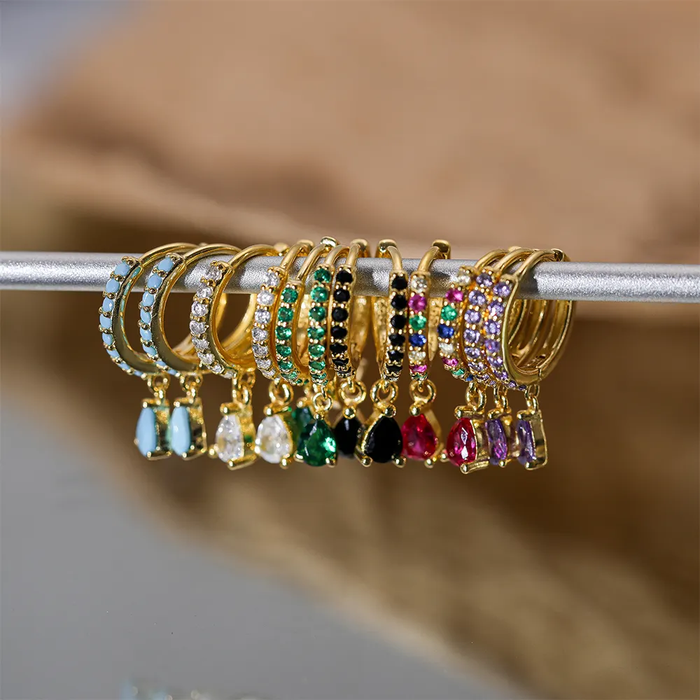 Lampadario cristallo turchese donna dichiarazione di moda ciondolo di lusso nuovo Design orecchini pendenti di fidanzamento placcati oro 18 carati