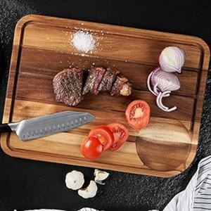 Planche à découper avec jus rainure planche en bois pour cuisine planche à découper planche à découper en bois d'acacia bois non adapté HOMEDECOR - Product Image 2