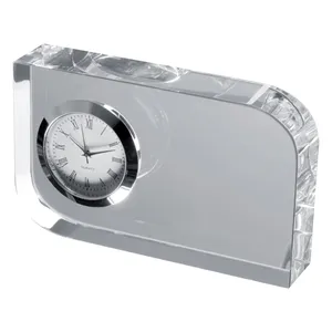 Personalized GERALD Glass Block <b>Desk</b> & Table Clock Customizable Gadgets - Product Image 1