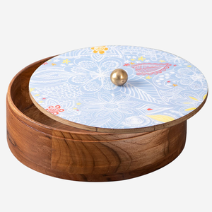 Boîte Roti en bois de manguier de qualité supérieure avec casserole Chapati indienne traditionnelle au design floral pour la cuisine et la table à manger - Product Image 4