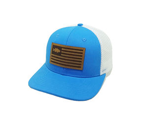 American 6 Panels Mid Profile Trucker Hat Custom Engraved Logo Leather Patch OEM Fishing <b>Hook</b> Style Sports Casual <b>Outdoor</b> Common - Product Image 2