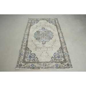 Tapis de 3,7 x 6,6 pieds, tapis turc vintage, tapis oriental bleu - Product Image 1