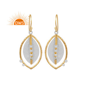 ต่างหูห้อยอัญมณีซิทรีนธรรมชาติชุบทอง18K ดีไซน์ล่าสุดเครื่องประดับอัญมณี - Product Image 1