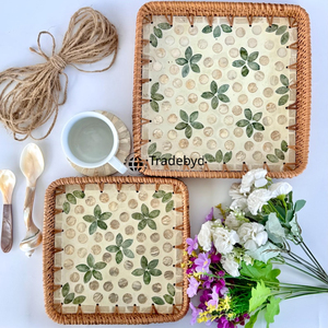 Bandeja de Ratán Moderna de Primera Calidad Tejida a Mano, Bandeja de Servicio Natural Decorativa Multiusos Móvil para Decoración del Hogar Tradebyd - Product Image 3