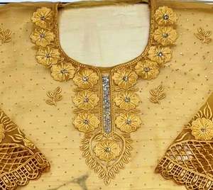 Designer moderne indien pakistanais vêtements non cousus belle Premium fête porter des costumes brodés à la main mode-avant - Product Image 2