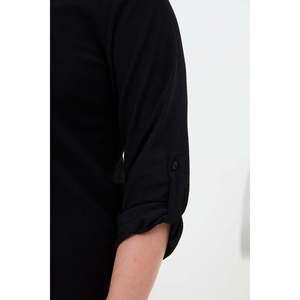Blusa de punto arrugada negra de talla grande RMG para mujer - Top de verano cómodo y elegante con mezcla de elastano - Product Image 3