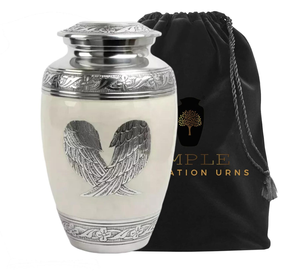 Ailes d'ange Urne funéraire Urne commémorative élégante Meena en aluminium enduit Grande urne commémorative étanche et gravable Hommage - Product Image 1