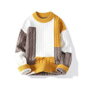 Jersey Hombre Ropa Cuello Redondo Suelto Color Bloqueo Suéter Vintage Casual Hip-Hop Street Knit Tops Otoño - Product Image 4