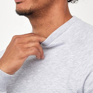 Sweat-shirt à col rond coupe ajustée pour hommes pull gris décontracté avec logo personnalisé Streetwear mode haut en molleton de coton pour hommes pour l'hiver - Product Image 3