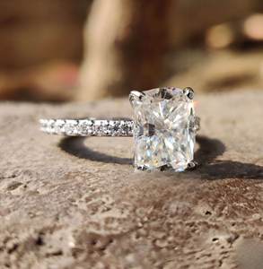 10kt Solid Gold Unique Promise Proposal Rings for Women Made With Cushion Cut Lab Grown Diamond - Product Image 1