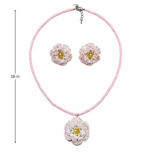 Luxury Pink Floral <b>Beads</b> Bridal and Fine Jewelry <b>Set</b> Gold Plated Stainless Steel Vintage Style for Gift - Product Image 3