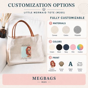 Sac fourre-tout en toile imprimé Petite Sirène pour femme, grand sac à bandoulière personnalisé, réutilisable, pour courses, voyages quotidiens, cadeau - Product Image 4
