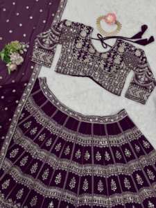 9mm Séquence Travail Foux Gorgette Tissu Lehengha Choli Taille jusqu'à 44 pour les Occasions de Fête - Product Image 3