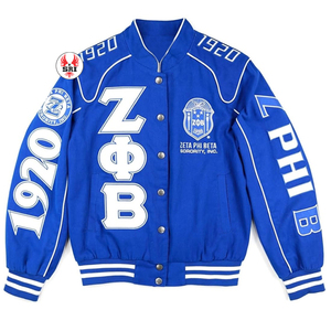 Zeta Phi Beta Sorority bordado mujer Letterman Racing chaqueta ZPB Sorority bordado señoras personalizado Racecar chaqueta - Product Image 3