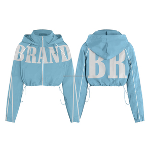 Chaqueta impermeable y transpirable para mujer al por mayor, diseño personalizado, cortavientos para exteriores con cuello levantado, chaqueta cálida para exteriores de alta calidad - Product Image 4