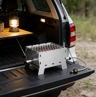 Réchaud de camping extérieur pliable, barbecue portable, résistant à la rouille, en acier inoxydable durable, taille familiale 1-3 personnes, facile à nettoyer
