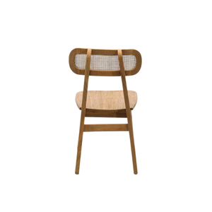 Modern Minimalist Teak Wood <b>Dining</b> <b>Chair</b> with Oval Cane Backrest and <b>Wooden</b> Seat for Cafe Restaurant & Apartment Use - Product Image 3