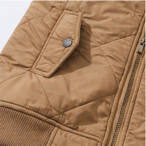 Veste bomber matelassée marron camel pour homme, légère, rembourrée, d'hiver, à coutures en losange, isolée, zippée, décontractée, côtelée - Product Image 6