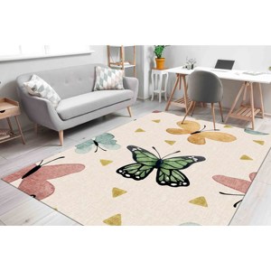 Tapis Papillon : Tapis Imprimé Coloré Antidérapant pour Chambre d'Enfant, Tapis en Chenille - Product Image 5